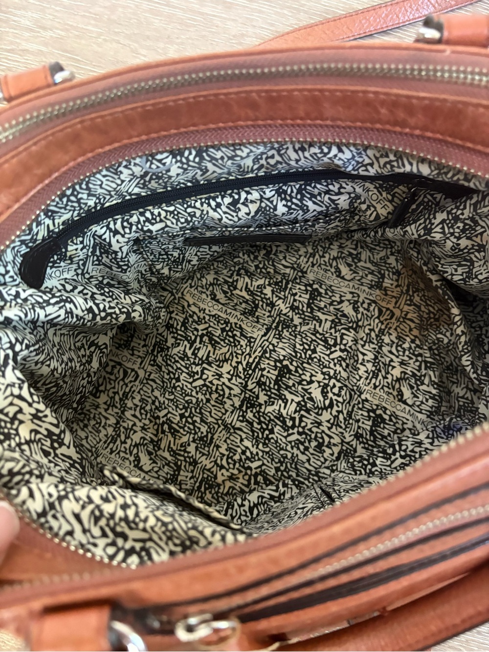 Rebecca Minkoff Brown Leather Jealous Tri Zip Fringe Satchel - Picture 10 of 14
